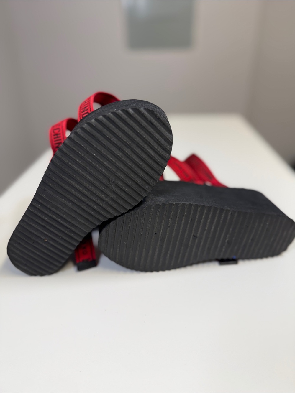 Moschino Red Platform Strap Sandals - Picture 3 of 5